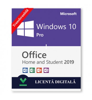 Pachet Windows 10 Pro + Microsoft Office 2019 Home and Student - Licențe electronice